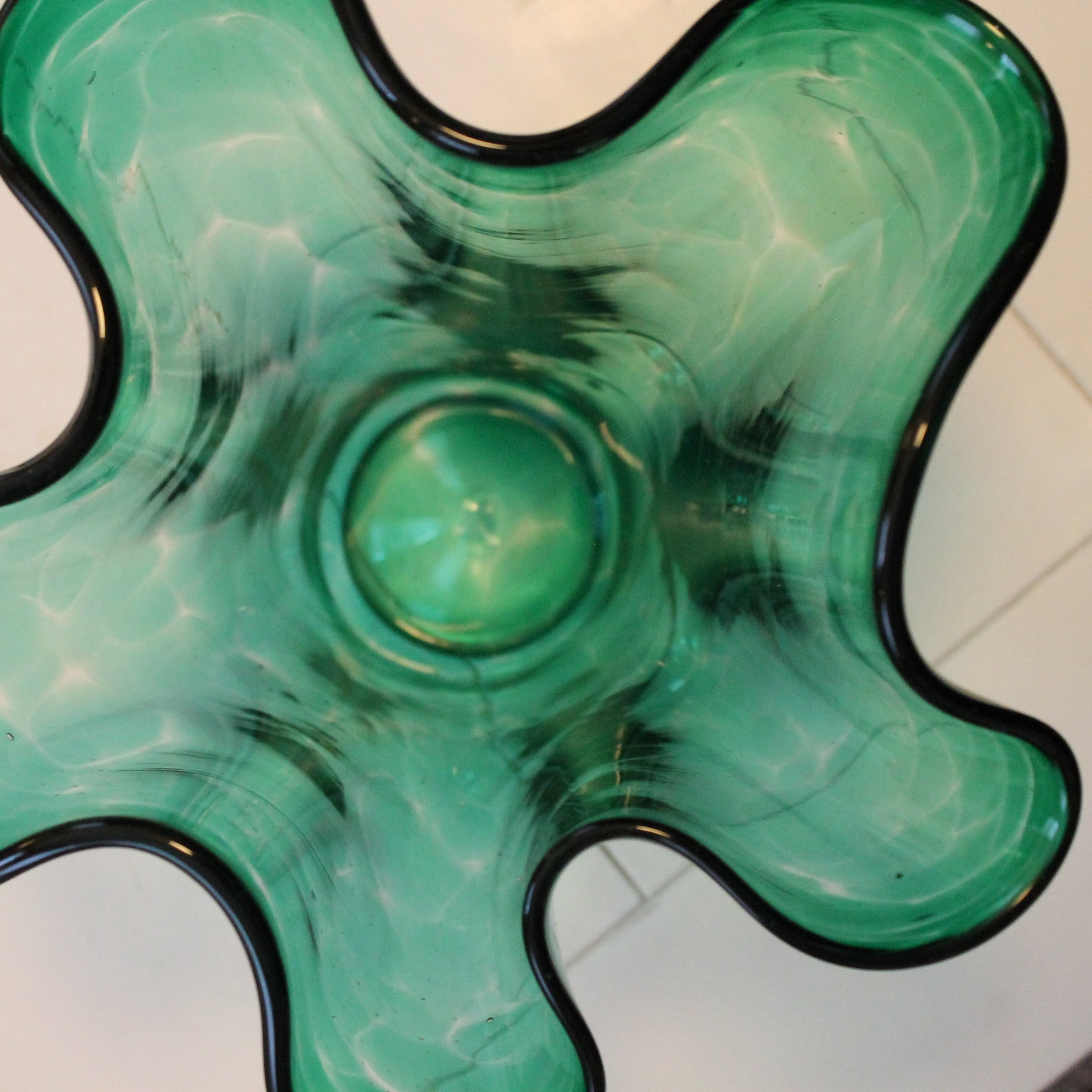 Green Art Glass Fazzoletto Vase