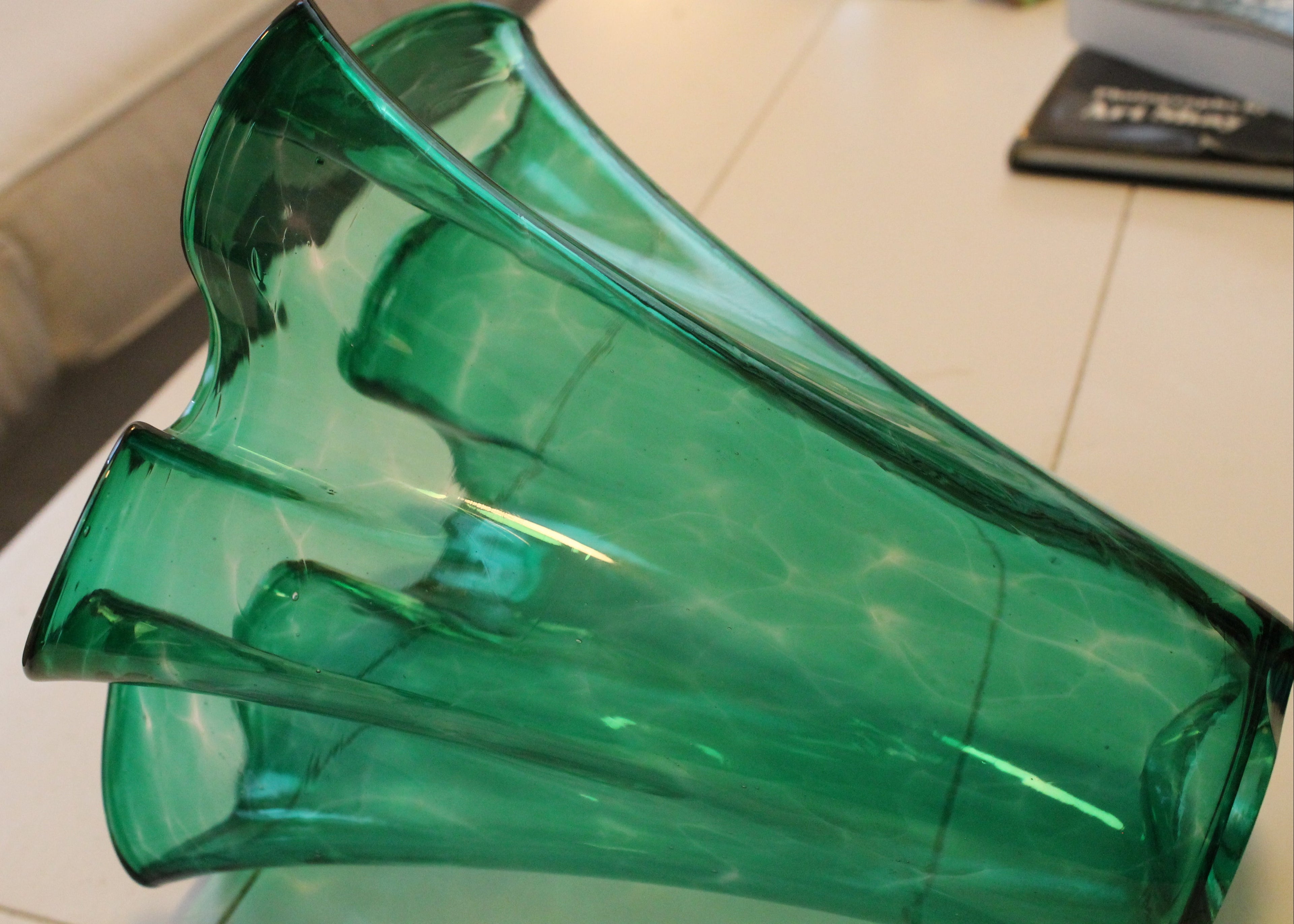 Green Art Glass Fazzoletto Vase