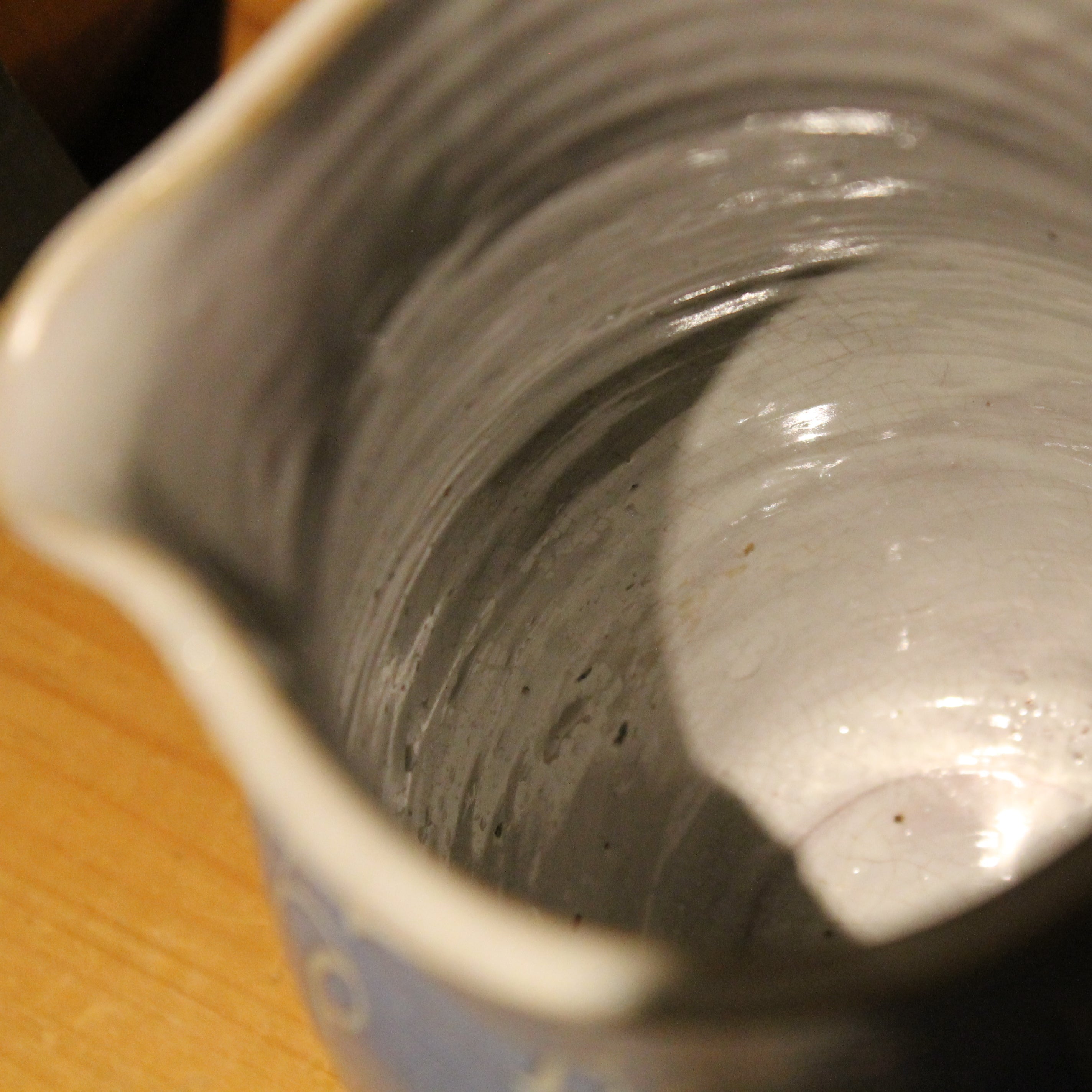 Blue Sgraffito Floral Handmade Pitcher