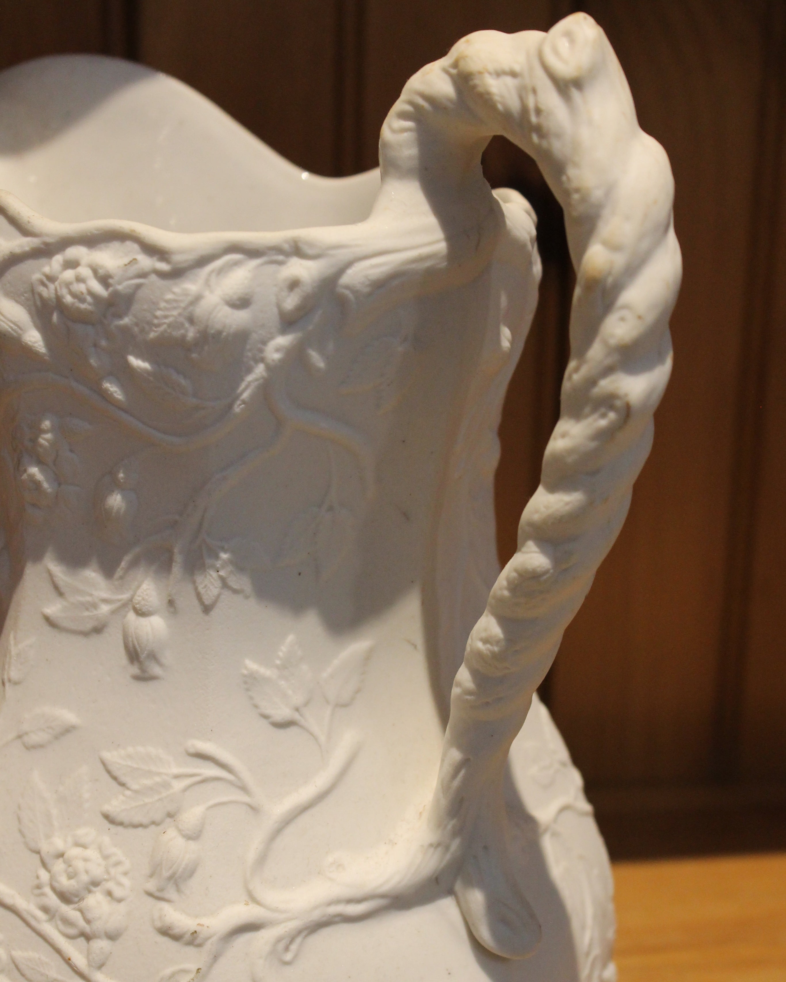 White Floral Salt-Glaze Pitcher