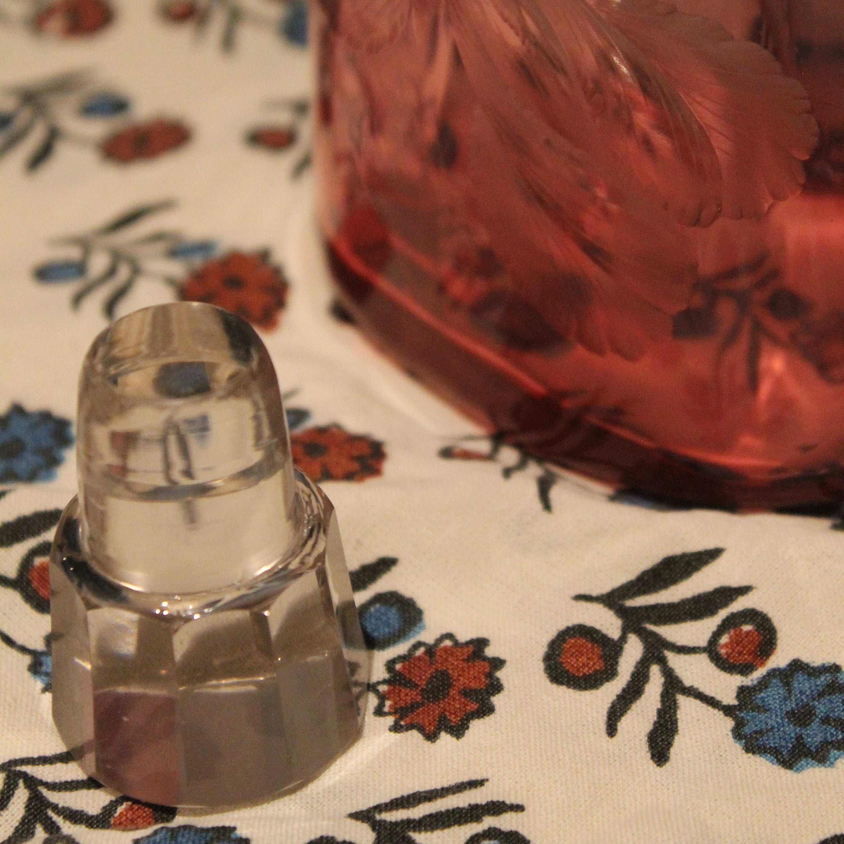 Antique Moser Intaglio Crystal Perfume Bottle